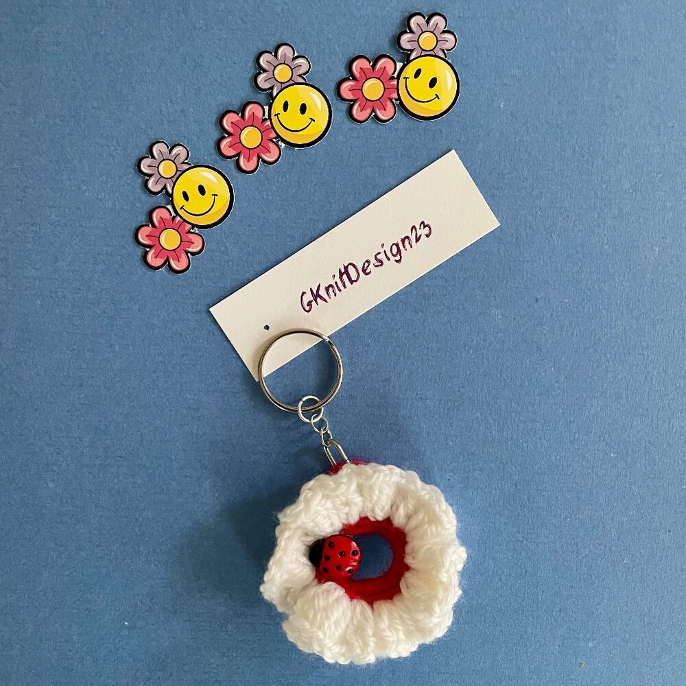 Keychain Charm, Crochet Gifts, Floral Keychain, Handmade Backpack Charm